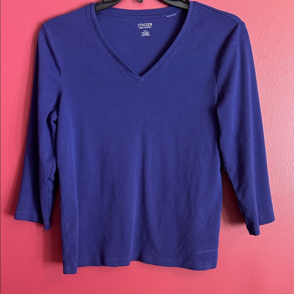 Chico’s Women's Blue V-Neck Top